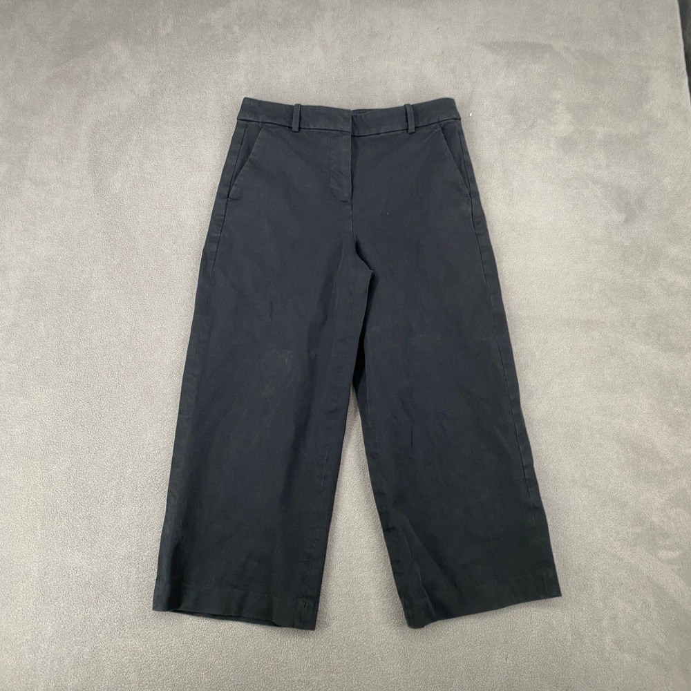 J.Crew Womens‎ Black Cropped Wide Leg Stretch Cotton Chino Pants 6P Petite